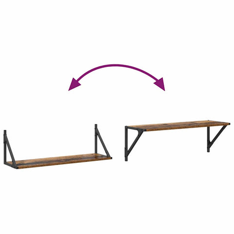 vidaXL Wall Shelves 2 pcs Old Wood 80 x 25 x 25.5 cm Engineered Wood