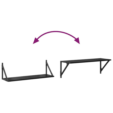 vidaXL Wall Shelves 2 pcs Black Oak 80 x 25 x 25.5 cm Engineered Wood