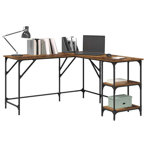 vidaXL Desk Old Wood 139 x 139 x 75 cm Engineered Wood