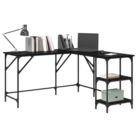 vidaXL Desk Black Oak 139 x 139 x 75 cm Engineered Wood