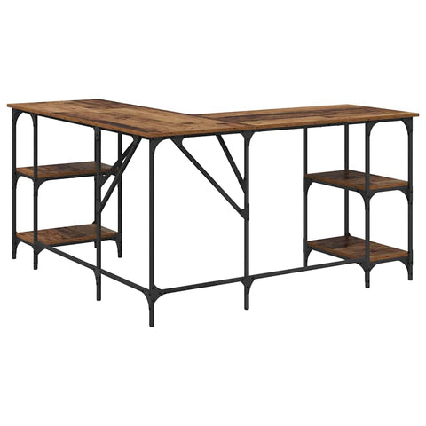 vidaXL Desk Old Wood 139 x 139 x 75 cm Engineered Wood