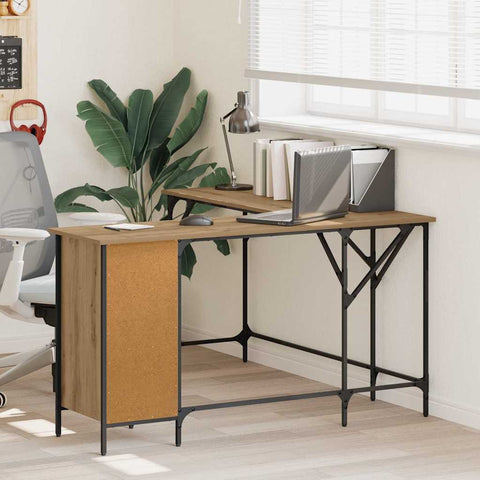 vidaXL Desk Artisan Oak 141 x 141 x 75 cm Engineered Wood