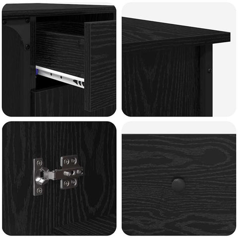 vidaXL Desk Black Oak 141 x 141 x 75 cm Engineered Wood