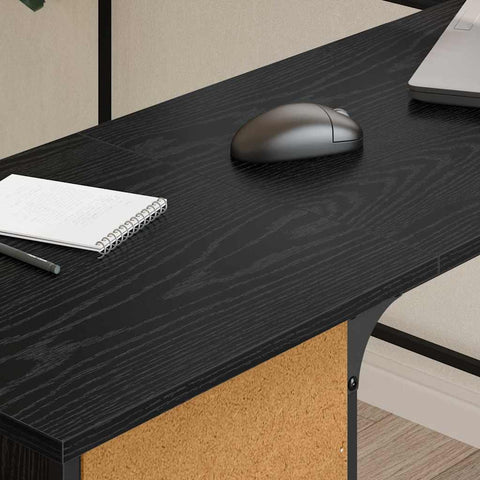 vidaXL Desk Black Oak 141 x 141 x 75 cm Engineered Wood