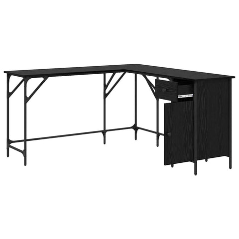 vidaXL Desk Black Oak 141 x 141 x 75 cm Engineered Wood