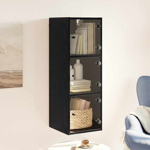 vidaXL Wall Cabinet Black Oak 35 x 37 x 102 cm Engineered Wood