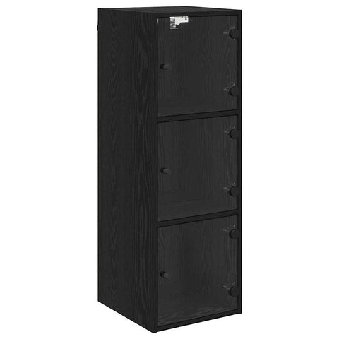 vidaXL Wall Cabinet Black Oak 35 x 37 x 102 cm Engineered Wood
