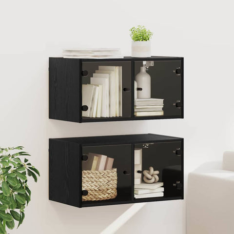 vidaXL Wall Cabinets 2 pcs Black Oak 68 x 37 x 35 cm Engineered Wood