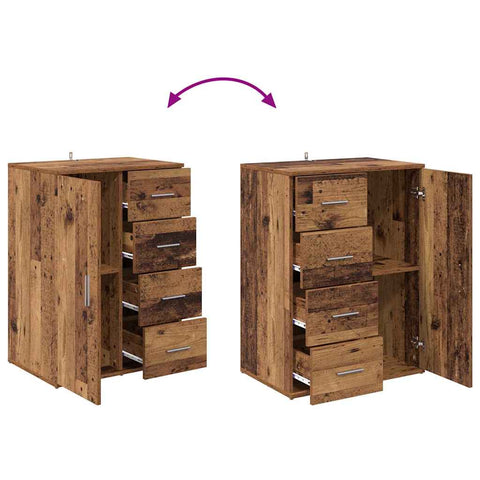 vidaXL Sideboard with Drawer Old Wood 59 x 39 x 80 cm Engineered Wood