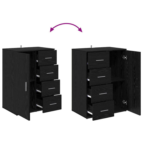 vidaXL Sideboard with Drawer Black Oak 59 x 39 x 80 cm Engineered Wood