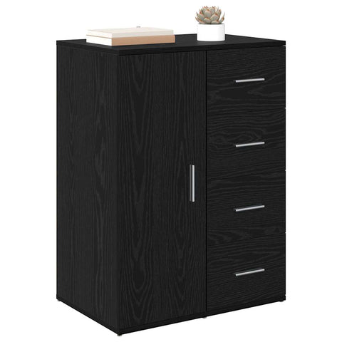 vidaXL Sideboard with Drawer Black Oak 59 x 39 x 80 cm Engineered Wood