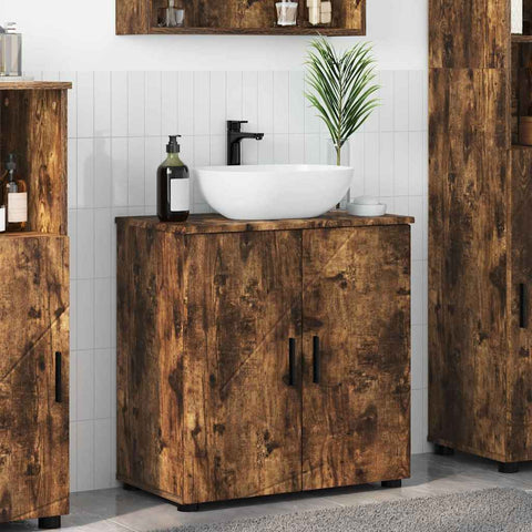 vidaXL Bathroom Cabinet Smoked oak 61 x 35 x 64 cm Engineered wood