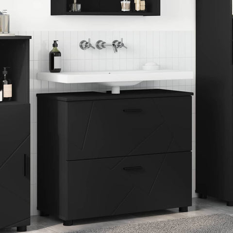 vidaXL Bathroom Cabinet Black 76.5 x 35 x 64 cm Engineered wood