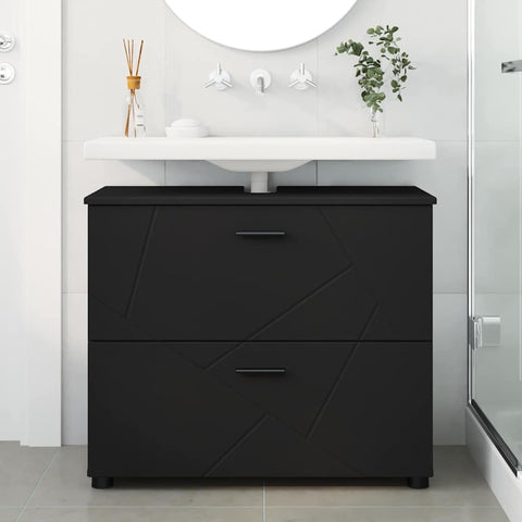 vidaXL Bathroom Cabinet Black 76.5 x 35 x 64 cm Engineered wood