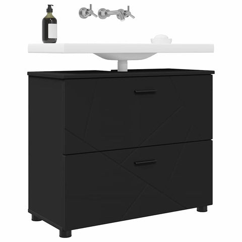 vidaXL Bathroom Cabinet Black 76.5 x 35 x 64 cm Engineered wood