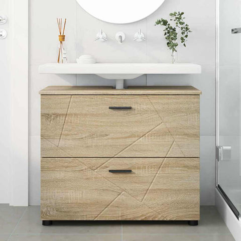 vidaXL Bathroom Cabinet Sonoma oak 76.5 x 35 x 64 cm Engineered wood