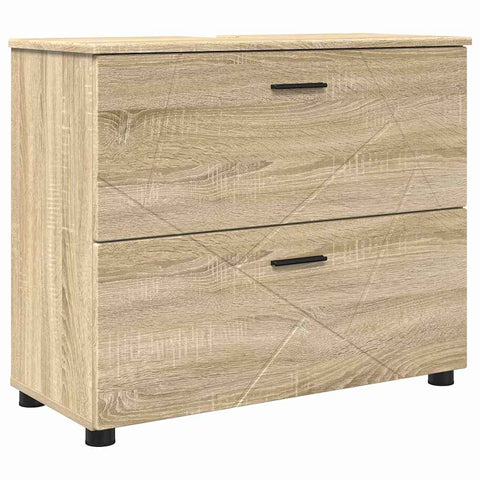 vidaXL Bathroom Cabinet Sonoma oak 76.5 x 35 x 64 cm Engineered wood