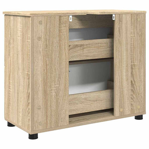 vidaXL Bathroom Cabinet Sonoma oak 76.5 x 35 x 64 cm Engineered wood