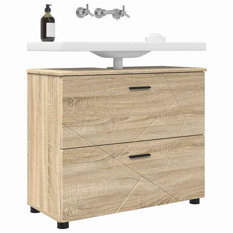 vidaXL Bathroom Cabinet Sonoma oak 76.5 x 35 x 64 cm Engineered wood