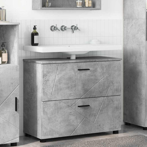vidaXL Bathroom Cabinet with Drawer Concrete grey 76.5 x 35 x 64 cm
