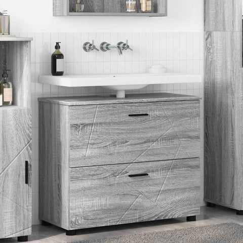 vidaXL Bathroom Cabinet Grey sonoma 76.5 x 35 x 64 cm Engineered wood
