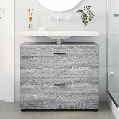 vidaXL Bathroom Cabinet Grey sonoma 76.5 x 35 x 64 cm Engineered wood