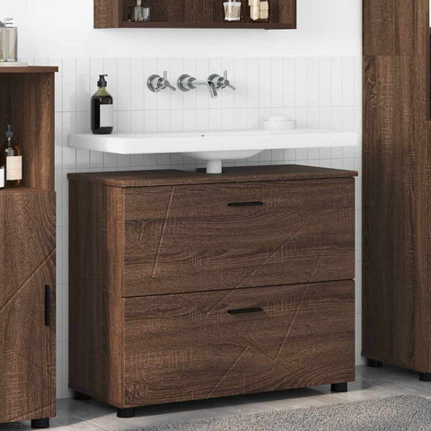 vidaXL Bathroom Cabinet Brown oak 76.5 x 35 x 64 cm Engineered wood