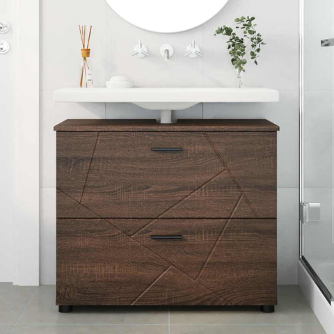 vidaXL Bathroom Cabinet Brown oak 76.5 x 35 x 64 cm Engineered wood