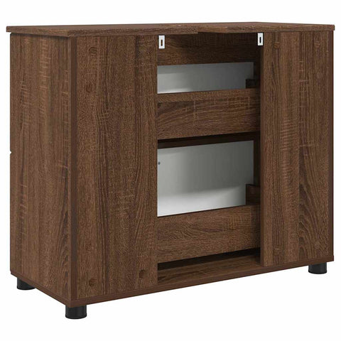 vidaXL Bathroom Cabinet Brown oak 76.5 x 35 x 64 cm Engineered wood