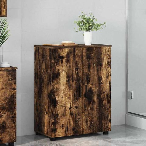 vidaXL Bathroom Cabinet Smoked oak 60 x 35 x 80 cm Engineered wood