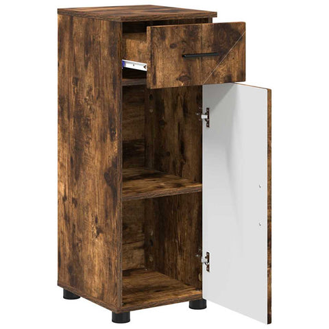 vidaXL Bathroom Cabinet with Drawer Smoked Oak 30 x 35 x 80 cm
