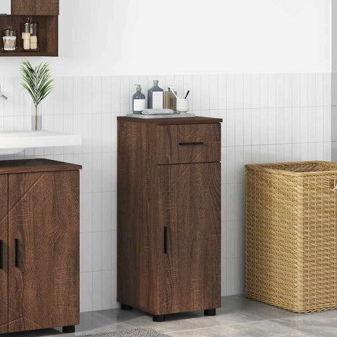 vidaXL Bathroom Cabinet with Drawer Brown Oak 30 x 35 x 80 cm