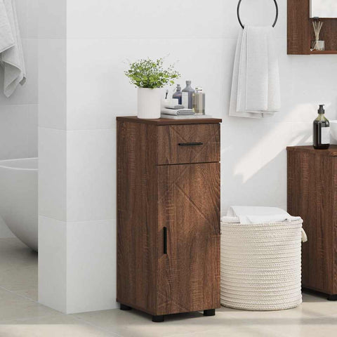 vidaXL Bathroom Cabinet with Drawer Brown Oak 30 x 35 x 80 cm