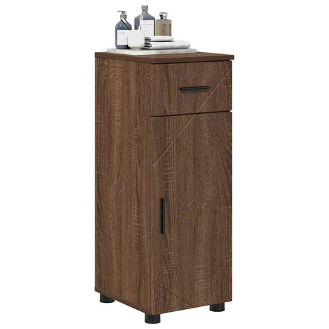 vidaXL Bathroom Cabinet with Drawer Brown Oak 30 x 35 x 80 cm