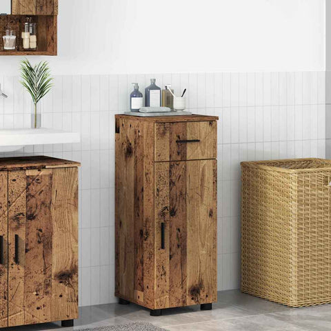 vidaXL Bathroom Cabinet with Drawer with Door Old Wood 30 x 35 x 80 cm