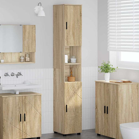 vidaXL Bathroom Tall Cabinet with Storage Sonoma oak 30 x 35 x 192 cm