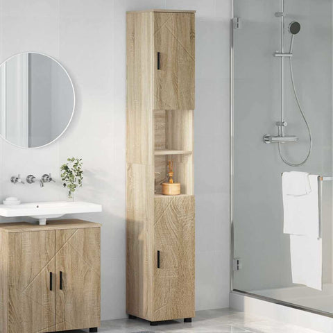 vidaXL Bathroom Tall Cabinet with Storage Sonoma oak 30 x 35 x 192 cm