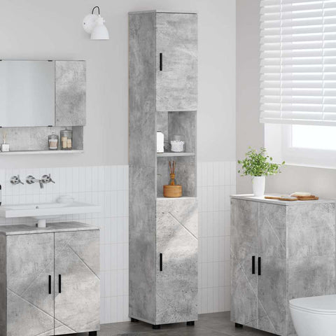 vidaXL Bathroom Tall Cabinet with Door Concrete grey 30 x 35 x 192 cm