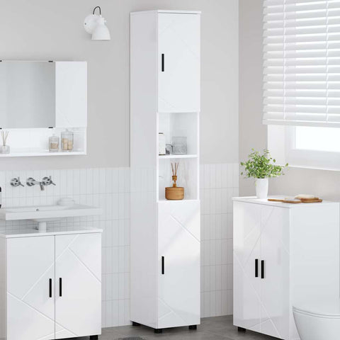 vidaXL Bathroom Tall Cabinet High gloss white 30 x 35 x 192 cm