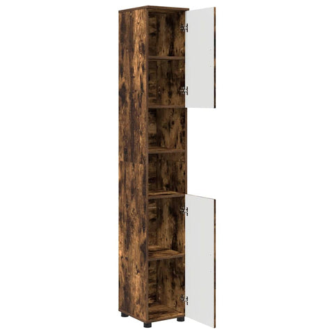 vidaXL Bathroom Tall Cabinet with Storage Smoked oak 30 x 35 x 192 cm