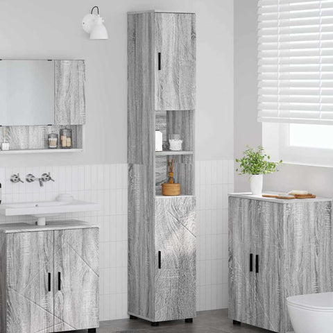 vidaXL Bathroom Tall Cabinet with Storage Grey sonoma 30 x 35 x 192 cm