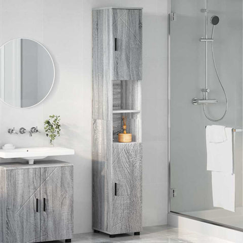 vidaXL Bathroom Tall Cabinet with Storage Grey sonoma 30 x 35 x 192 cm