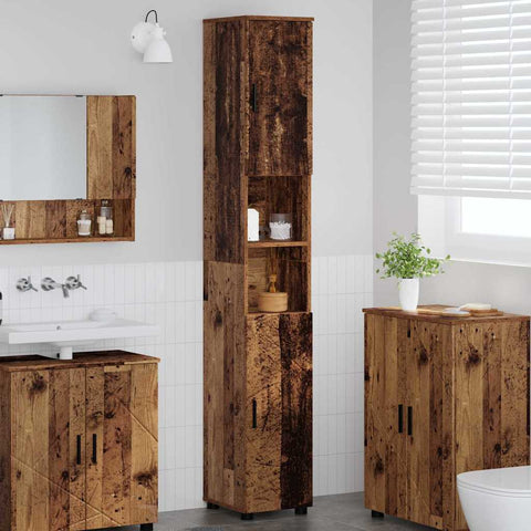 vidaXL Bathroom Tall Cabinet Old wood 30 x 35 x 192 cm Engineered wood