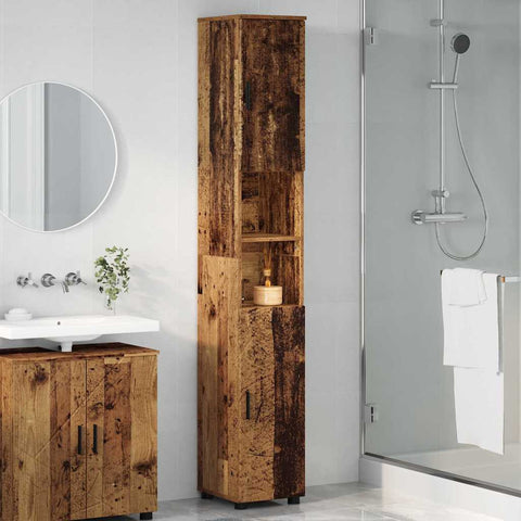 vidaXL Bathroom Tall Cabinet Old wood 30 x 35 x 192 cm Engineered wood