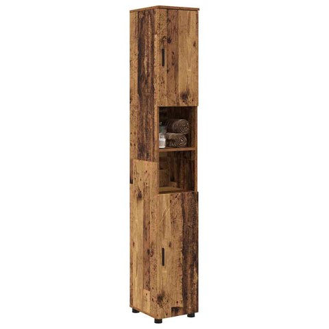 vidaXL Bathroom Tall Cabinet Old wood 30 x 35 x 192 cm Engineered wood