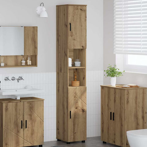 vidaXL Bathroom Tall Cabinet with Storage Artisan oak 30 x 35 x 192 cm