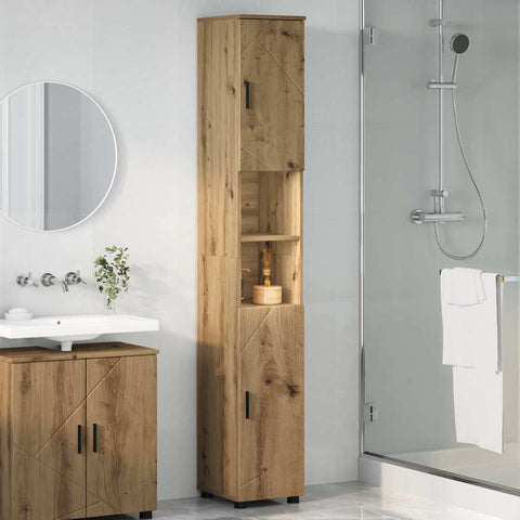 vidaXL Bathroom Tall Cabinet with Storage Artisan oak 30 x 35 x 192 cm