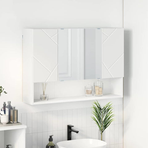 vidaXL Bathroom Mirror Cabinet White 80 x 17 x 55 cm Engineered wood