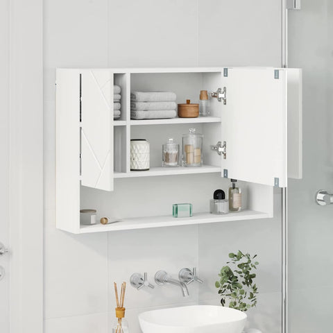vidaXL Bathroom Mirror Cabinet White 80 x 17 x 55 cm Engineered wood