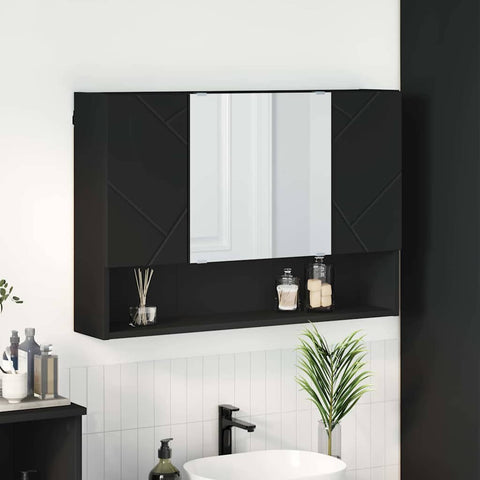 vidaXL Bathroom Mirror Cabinet Black 80 x 17 x 55 cm Engineered wood